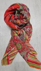 D449 ETRO エトロ ペイズリー柄 ストール ショール 赤 美品 シルク