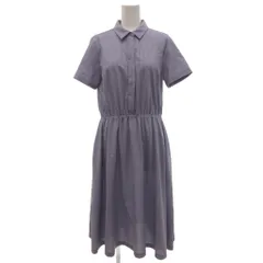 マッキントッシュフィロソフィー MACKINTOSH PHILOSOPHY 美品 ワンピース フレア イージー 半袖 38 ストライプ柄 レギュラーカラー 比翼 ギャザー ミディ丈 青 ブルー 白 ホワイト /KB ■ECC005のサムネイル