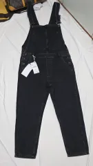 (新品) ZARA ザラ ブラック デニム オーバーオール M (サスペンダー ズボン)のサムネイル