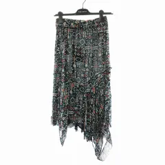 イザベル マラン エトワール ISABEL MARANT ETOILE 2019年製 フレアスカート ひざ丈 アシンメトリー 総柄 シルク 絹 34 XS 紺 ネイビー 赤 レッド /AN14のサムネイル