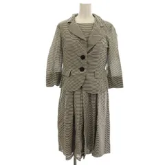 ランバン LANVIN collection スーツ セットアップ ボーダー ジャケット ワンピース ロング 38 黒 白 2351235 /☆Gのサムネイル