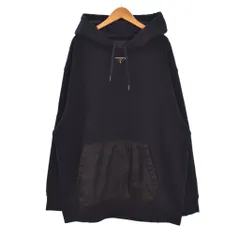 プラダ PRADA パーカー フーディー Re-Nylon 三角ロゴプレート トライアングルロゴ フード 無地 ナイロン切替 XXL 黒 ブラック UJL45B S000 11CCのサムネイル