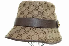 グッチ GUCCI GGキャンバス フェドラハット L 576587 4HG62 2564 帽子 バケットハット ブラウン 【ブランド古着ベクトル】【中古】☆AA★▲■251226のサムネイル