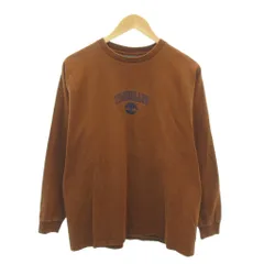 ティンバーランド Timberland Tシャツ ロゴ 刺繍 長袖 USA製 M 茶 ブラウン 0113のサムネイル