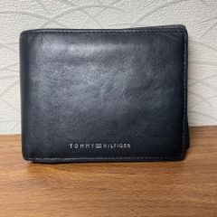 トミーヒルフィガー 二つ折り財布 レザー トリコロール メンズ 黒 海外
