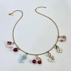 MIU MIU ミュウミュウ マルチ チャーム クリスタル ネックレス 52cm 箱 レア レディース アクセサリー 希少 美品 aua30001080606のサムネイル