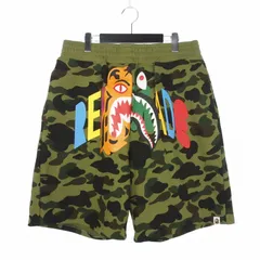 アベイシングエイプ A BATHING APE × レディメイド READYMADE Tiger Shark Wide Sweat Shorts タイガーシャークワイドスウェットショーツ ショートパンツ ハーフパンツ 2XL グリーン 緑のサムネイル