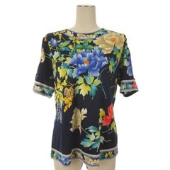 レオナールパリ シルク100% 花柄 トップス 40 半袖 ストレッチ 極美品 