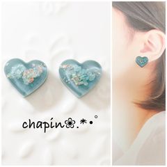 2082 ） カボション ハート ラメ レジン ピアス イヤリング - メルカリ