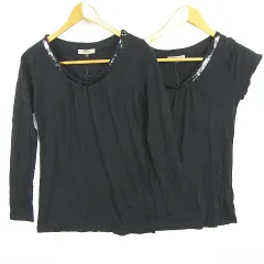 プロポーション ボディドレッシング PROPORTION BODY DRESSING カットソー Tシャツ 2点セット 長袖 半袖 コットン レーヨン 3 ブラック スパンコール kz14430のサムネイル