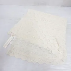 ナチュラルベーシック Natural Basic マルチウェイ ストール カシミヤ混 オフホワイト 半円タイプ ボタン付き リネン混 タグ付きのサムネイル