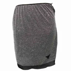 プラダ PRADA ミニスカート タイトスカート ミニ丈 ビジュー ラインストーン 38 黒 ブラック シルバーカラー P154TR IBO85のサムネイル