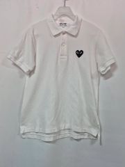 COMME des GARCONS 白Tシャツ 裏にブルーの文字プリント - メルカリ