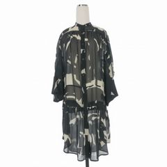 新品タグ付♡SCAPA シルク100% 総柄ブラウス オープンカラー ベルト付