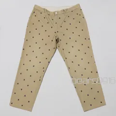 【BOYCOTT ボイコット】モノグラム柄 クロップドパンツ メンズ L相当 サンドベージュ チノパン 7分丈 アンクル丈 テーパード ストレート ワールド社製 USED品のサムネイル