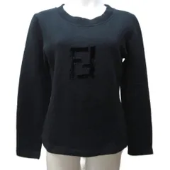 フェンディ FENDI maglia ベロア ズッカ FFロゴ 刺繍 トレーナー スウェットシャツ 裏起毛 42 約M 黒 ブラック ■MNK3 1202のサムネイル