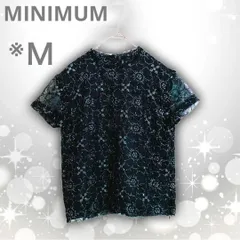 美品　MINIMUM　ミニマム　スタンドカラー　ラメ 刺繍　プルオーバー　トップス　ブラウス　半袖　Ｍ　オケージョン　シック　上品　キレイめ　高見えのサムネイル