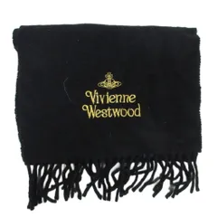 ヴィヴィアンウエストウッド Vivienne Westwood マフラー ストール フリンジ 刺繍 黒 ブラック ■IBO96のサムネイル