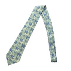エルメス ネクタイ 象 ヤシの木 シルク ネイビー vintage フランス