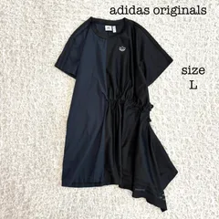 adidas originals 異素材ドロストTシャツ ワンピース アシンメトリー 異素材 ブラック×ネイビー Lのサムネイル