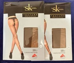 Set of 2 / High Waist / Sandal Toe / T-Band Single Seam / Dark Brown / SK ANGEL / 10 Denim / Slightly Glossy / Gusseted All-Through Pantyhose
