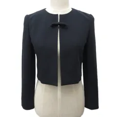 フォクシーニューヨーク FOXEY NEW YORK 極美品 Levete Jacket リボンジャケット ブレザー ノーカラー 42669-nsj00602iw 紺 ネイビー 38のサムネイル