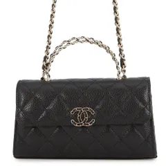 シャネル チェーンショルダーバッグ トップハンドル フォンケース マトラッセ ココマーク キャビアスキン AP3238 CHANEL 黒のサムネイル
