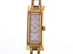 GUCCI グッチ 110 腕時計 GP クオーツ ピンクシェル文字盤 レディース