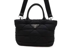 PRADA プラダ Re-Nylon ミディアム パデッド トートバッグ 2wayバッグ 1BG436 ナイロン/レザー ブラック/シルバー金具 レディース【中古】460のサムネイル