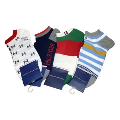TOMMY HILFIGERトミーヒルフィガー 靴下 4足セット 未使用品 25 - 27cm メンズ ソックス ショート丈　スニーカーソックス　レッド　ホワイト　リバーシブル 服飾小物 紳士用 カジュアル のサムネイル