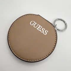 GUESS ゲス 丸型ポーチ サイドポーチ 小物入れ キーリング付き ベージュ系 美品のサムネイル