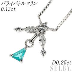 Rare Pt850 Paraiba Tourmaline Diamond Pendant Necklace 0.13ct 0.25ct