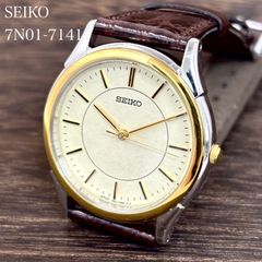 稼働品 SEIKO 7N01-7041 クォーツ腕時計 ゴールド 新品電池交換済 