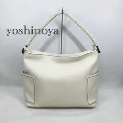 美品 yoshinoya GINZA カウ レザー トートバッグ アイボリー 6272T5 銀座 ヨシノヤ 牛革 ショルダーバッグ ハンドバッグのサムネイル