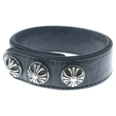 CHROME HEARTS (クロムハーツ) 3BTN 2SNP クロスボール 3ボタン2スナップ レザーブレスレット ブラック/シルバー BCA123のサムネイル