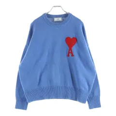 AMI Alexandre Mattiussi (アミアレクサンドルマテュッシ) KNIT SWEATER ビッグハートロゴ クルーネック コットンニット セーター ブルー A20HK009のサムネイル