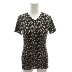 FENDI フェンディ 総柄 Vネック 半袖Tシャツ モノトーン ピチT 44