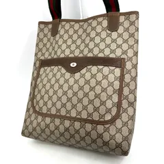 GUCCI グッチ シェリーライン GG柄 トートバッグ PVC レザー ブラウン ヴィンテージのサムネイル