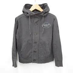 バンソン VANSON パーカー 長袖 フード プリント 綿 チャコール 黒 ブラック Mのサムネイル