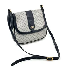 GUCCI オールドグッチ マイクロGG ショルダーバッグ PVC レザー ネイビー ヴィンテージのサムネイル