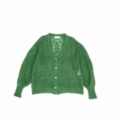 Mame Kurogouchi マメクロゴウチ Botanical Pattern Knitted Lame Cardigan ラメ カーディガン グリーン 2 MM22PS-KN732のサムネイル