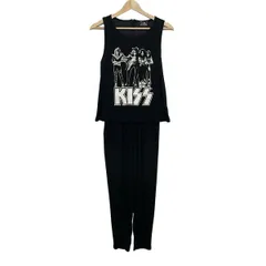 HYSTERIC GLAMOUR(ヒステリックグラマー) オールインワン サイズFree F レディース美品  - 黒×白 フルレングス/サルエル/KISSのサムネイル