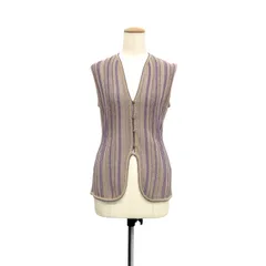 未使用品 2025SS Mame Kurogouchi マメクロゴウチ Drop Jacquard Knitted Vest レーヨンコイルニットベスト ベージュ 1 MM25SS-KN035のサムネイル