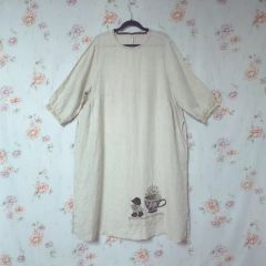 美品✨イオコムイオ センソユニコ アート リーフ柄 チュニック リネン
