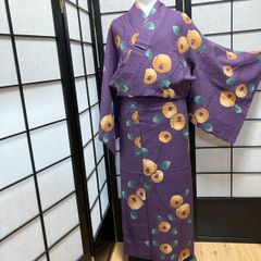 ☆浴衣リメイク☆ 紺色×白 花柄 フレアーワンピース 本染め 藍染
