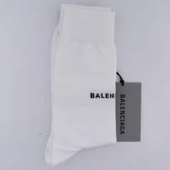 未使用 24-26cm BALENCIAGA ロゴ入りコットンソックス Mサイズ ホワイト 512473 468B8のサムネイル