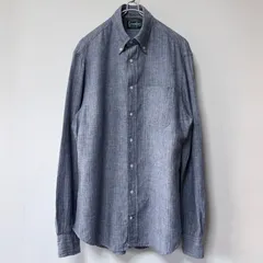 Gitman Bros. 90s USA製 リネン ストライプ ボタンダウンシャツ ネイビー×ベージュ サイズM / ギットマンブラザーズのサムネイル