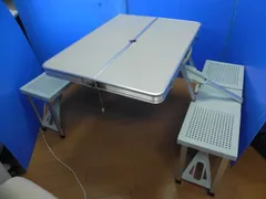 M557★テーブル　アウトドアテーブル　アルミピクニックテーブル　折り畳み　キャンプ　保証付き・送料無料★2607のサムネイル