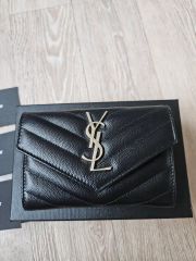 極美✨サンローラン 長財布 キルティング Vステ キャビアスキン レザー 