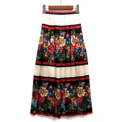 グッチ GUCCI フラワー プリント シルク プリーツ ロング スカート 409370 マルチカラー 36のサムネイル